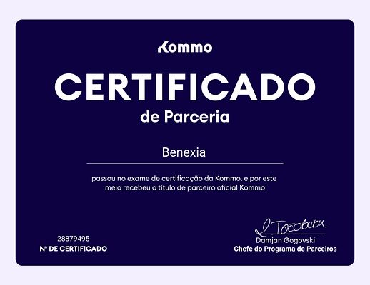 Certificado de Parceria Kommo — Benexia